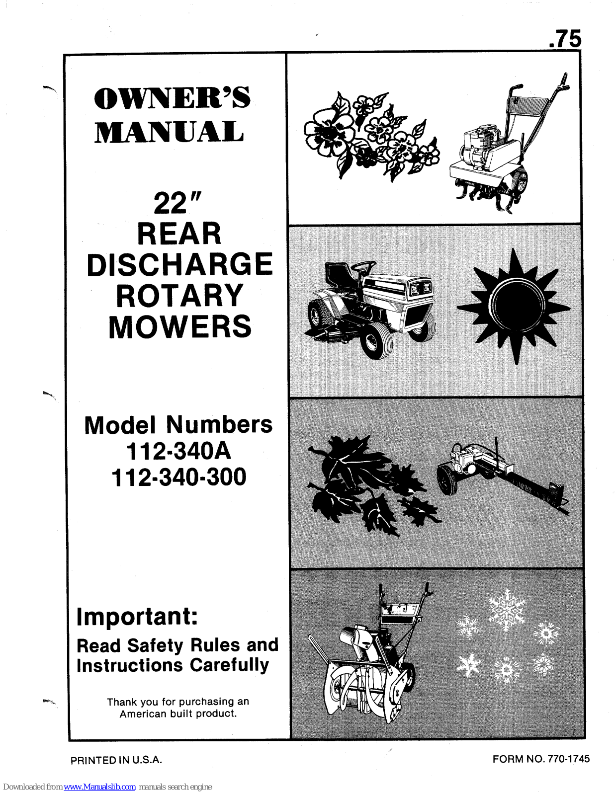 MTD 112-340-300, 112-340A, 340 Owner's Manual