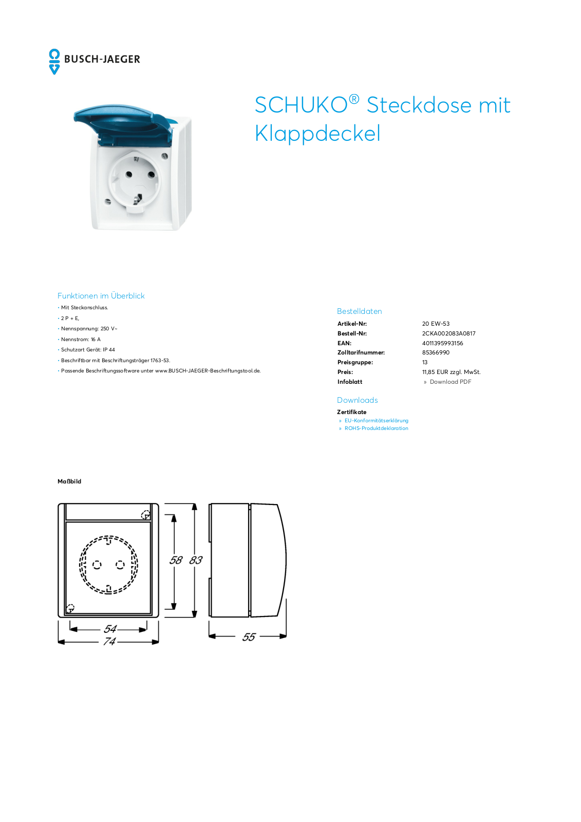 Busch-Jaeger 20 EW-53 User Manual