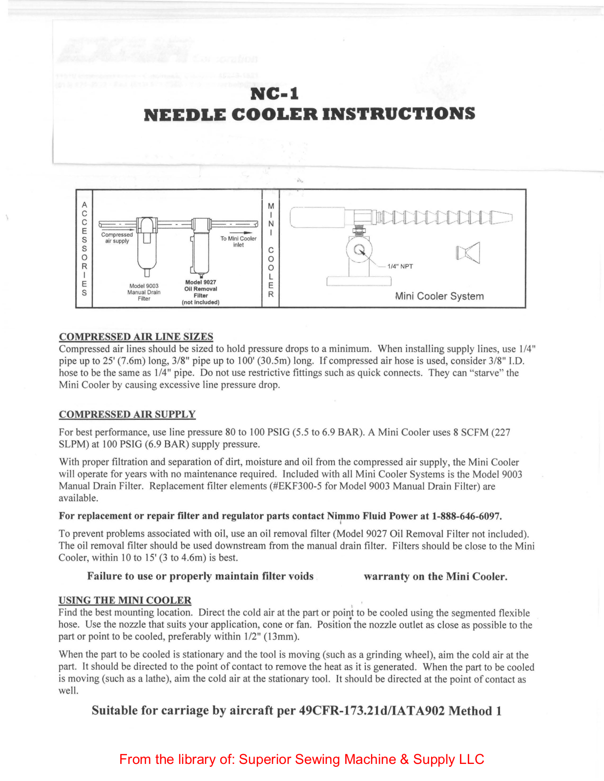 Needle Cooler NC-1 User Manual - ManualMachine.com