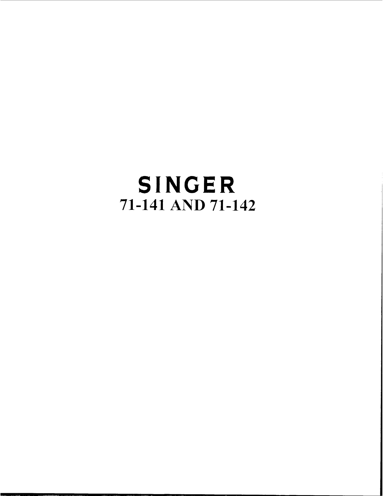 Singer 71-141, 71-142 Instruction Manual