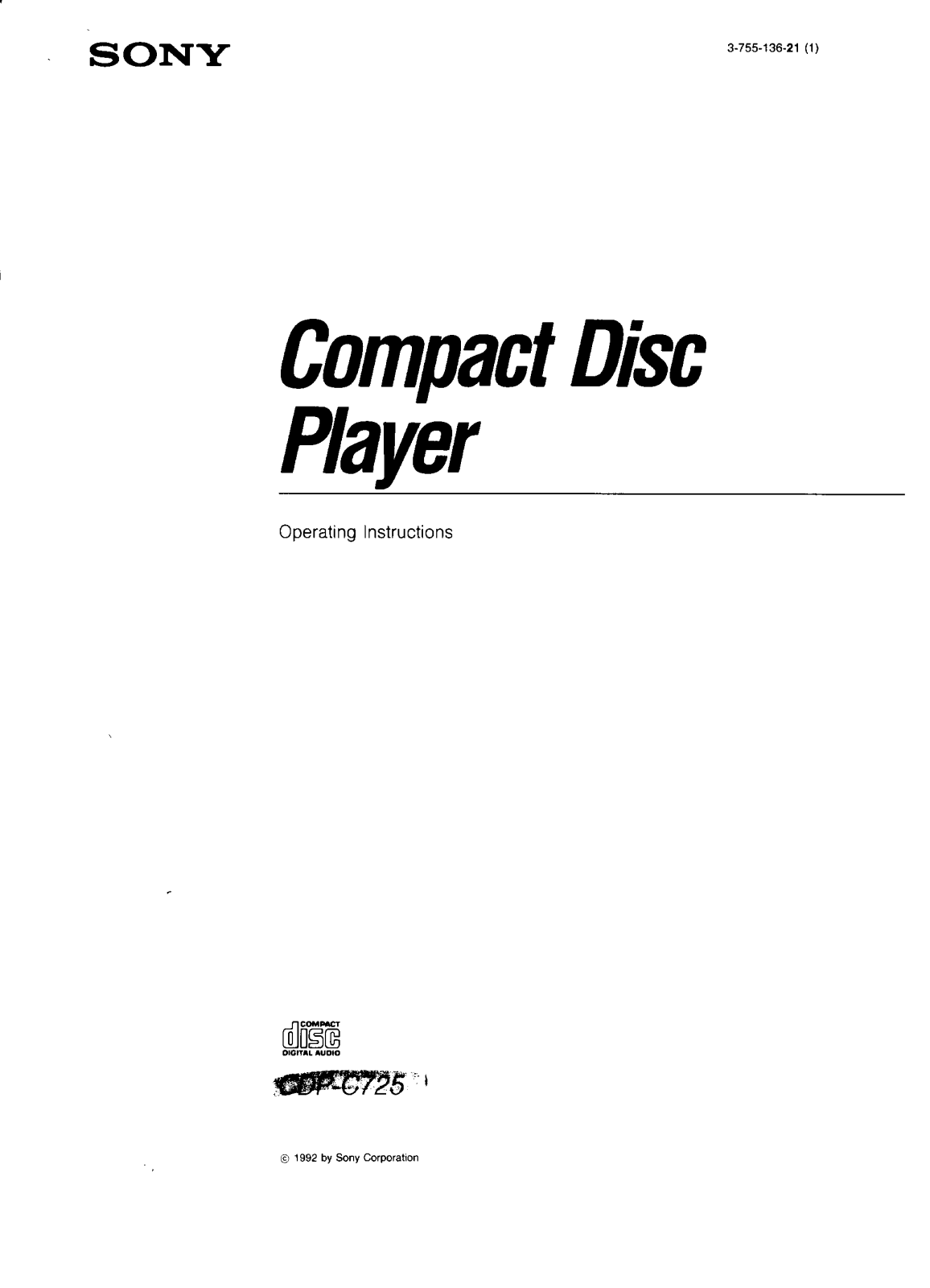 Sony CDP-C725 User Manual