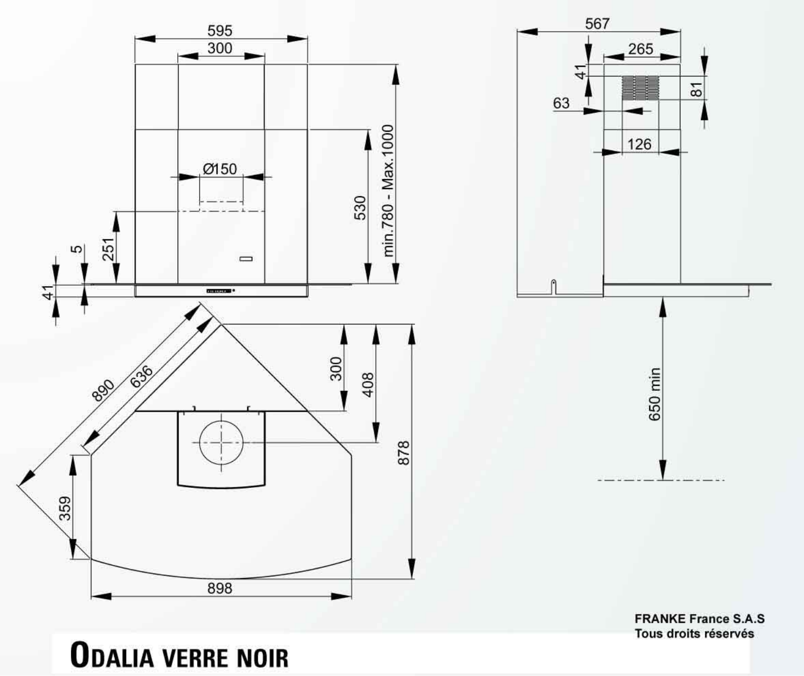 Roblin ODALIA VERRE NOIR DIMENSIONS User Manual