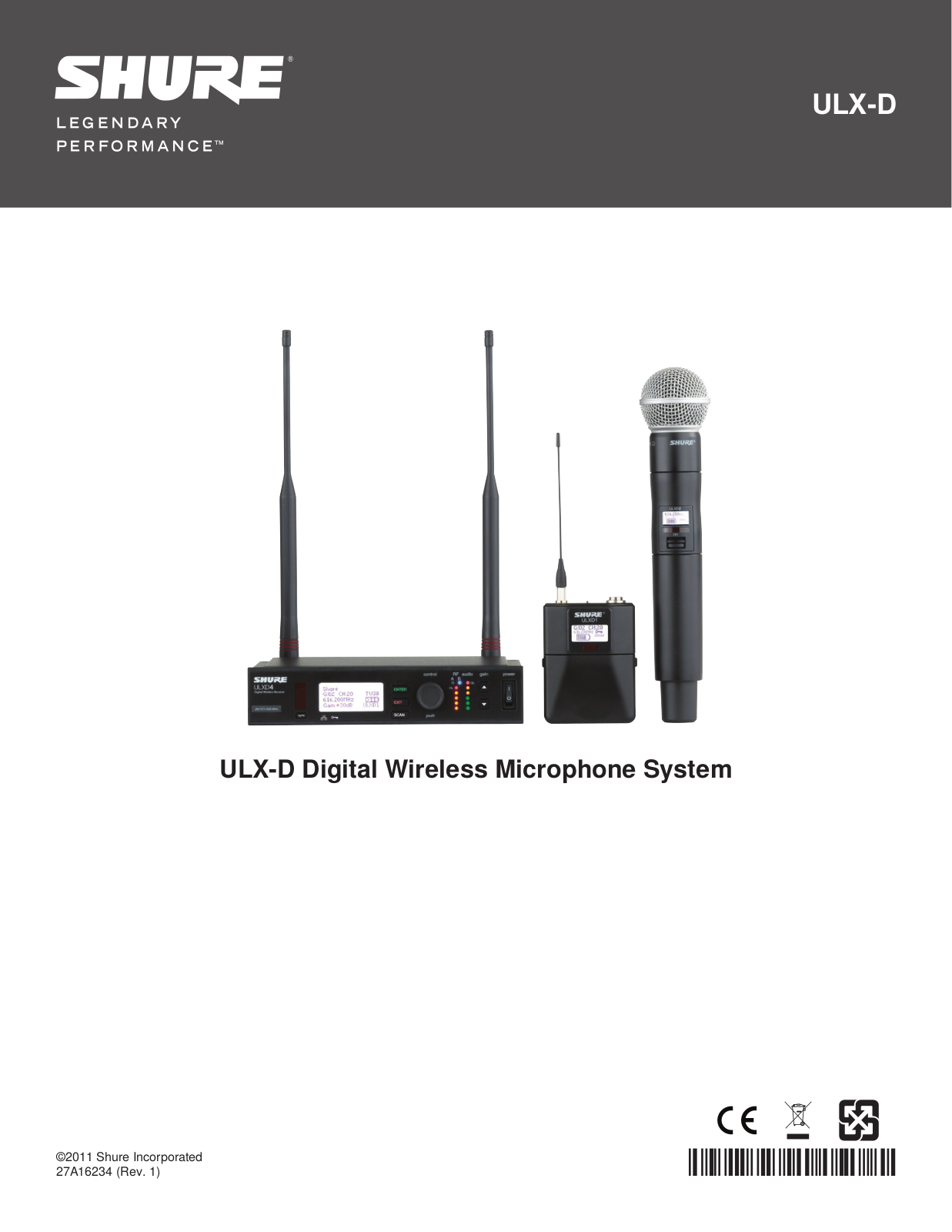 Shure ULXD1-G50, ULXD1-H50-RST-03, ULXD2/KSM9-G50, ULXD4-G50 User's Guide