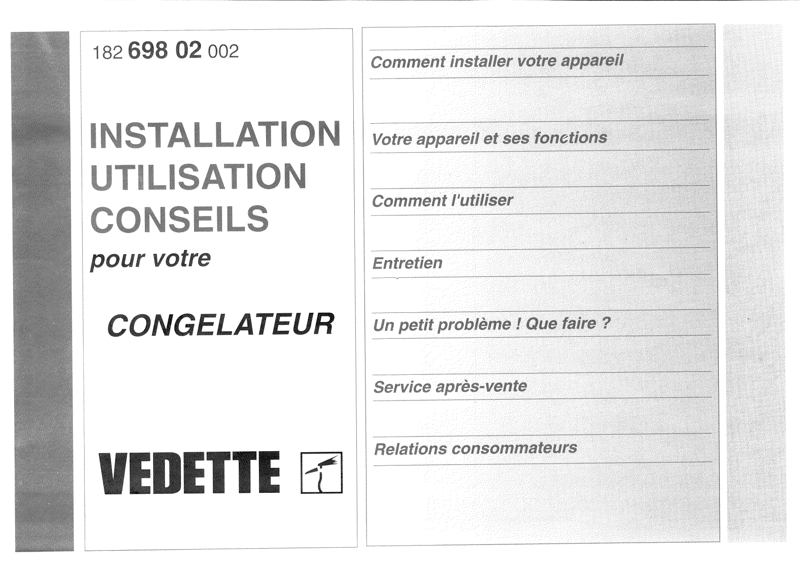 Vedette congelateur Installation Manual