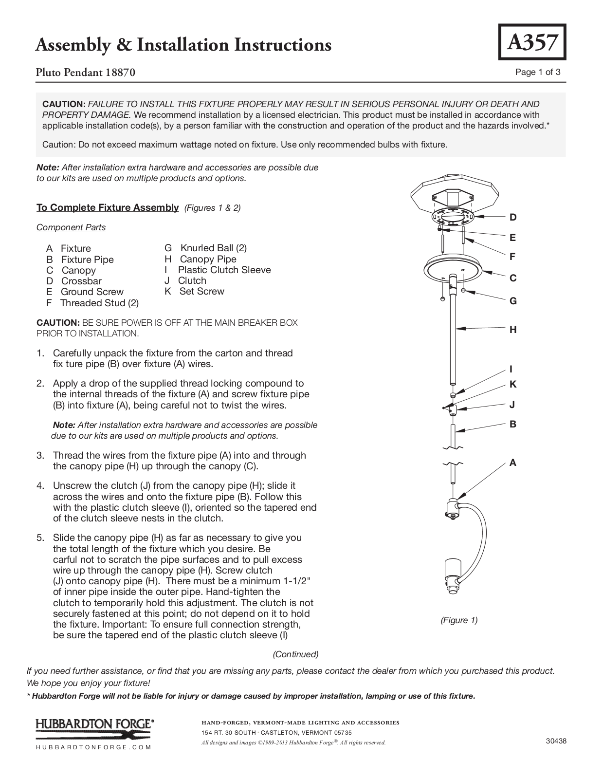 Hubbardton Forge 18870 User Manual