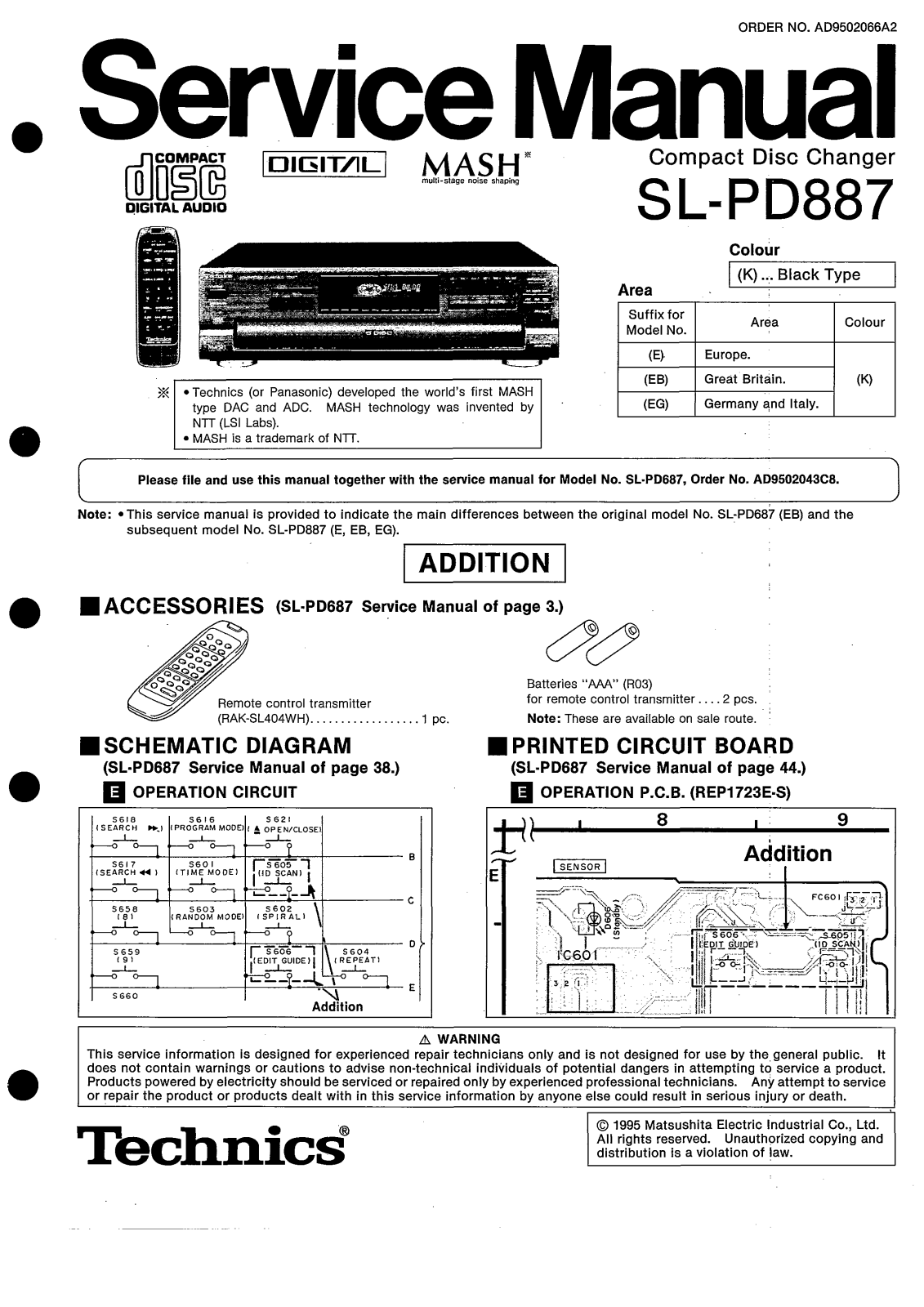 Panasonic sl pd887 Service Manual