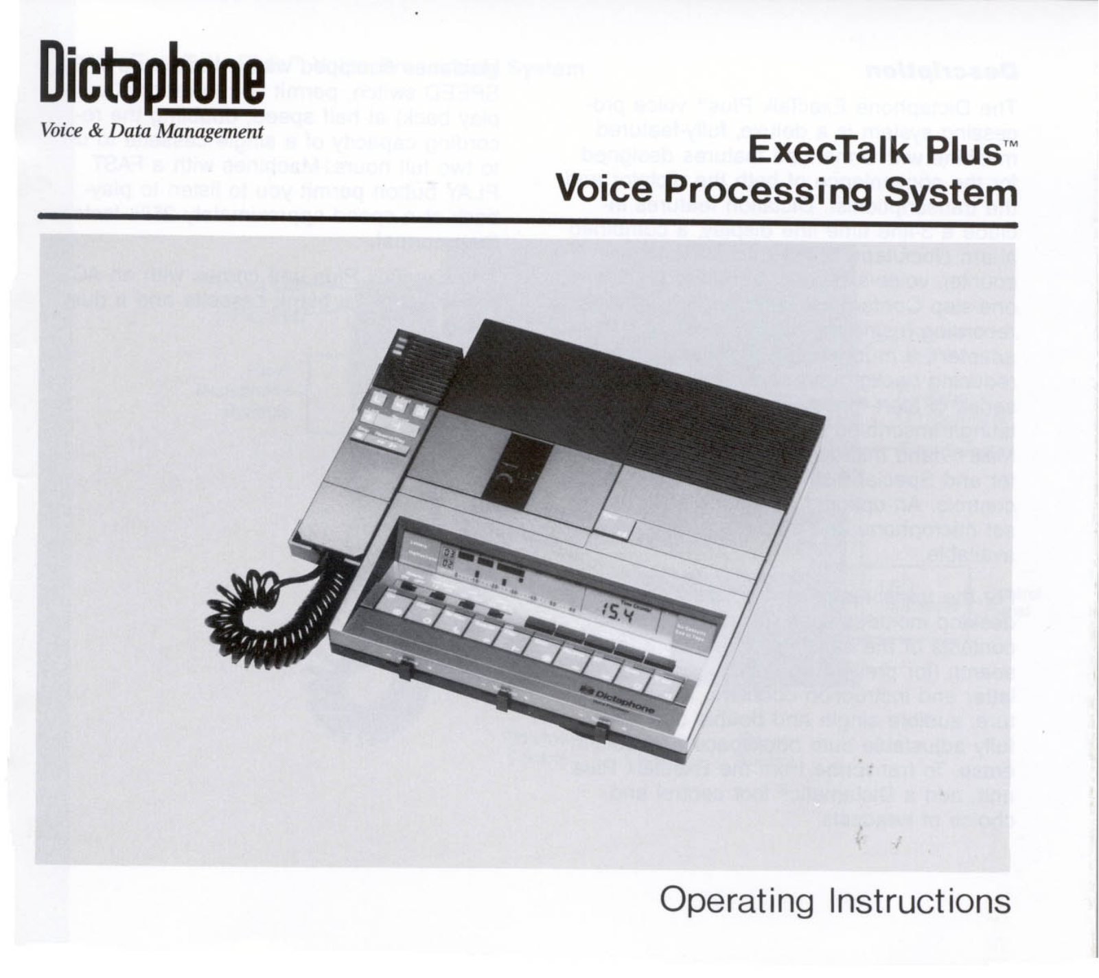 Dictaphone ExecTalk Plus 1709, ExecTalk Plus 1720, ExecTalk Plus 3720, ExecTalk Plus 2709, ExecTalk Plus 2720 Operating Instructions Manual - ManualMachine.com