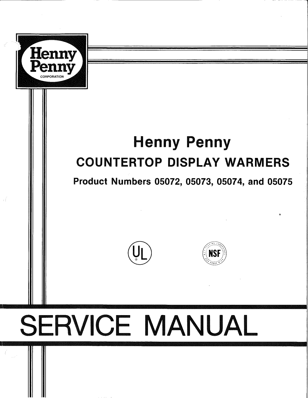 Henny Penny 05072, 05073, 05074, 05075 Service Manual