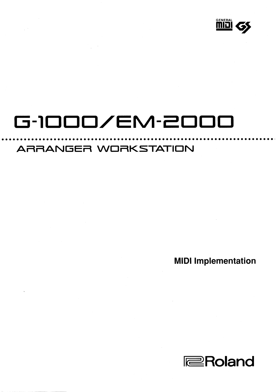 Roland G 1000, EM 2000 Service Manual