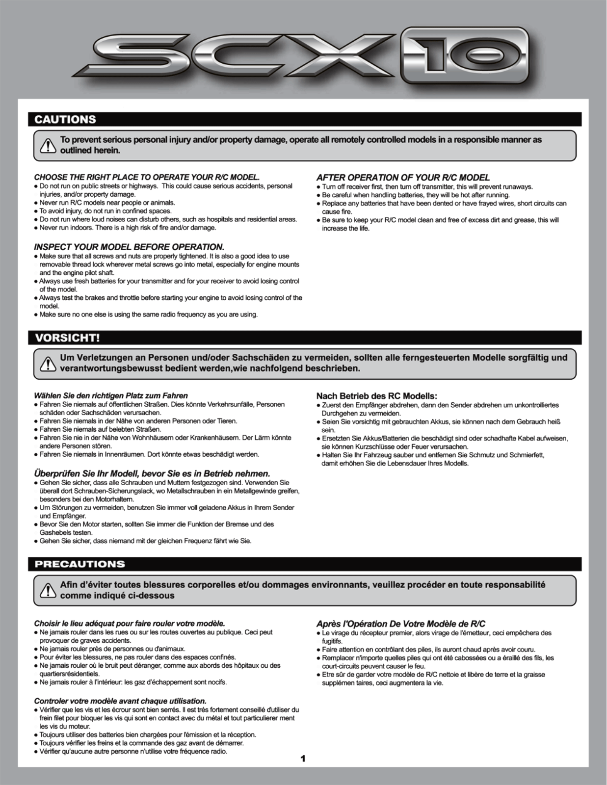 AXIAL SCX10 Service Manual