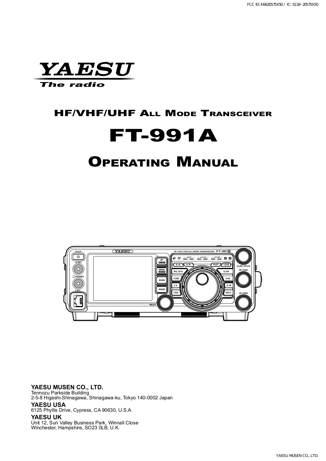 Yaesu Musen 20575X50 User Manual