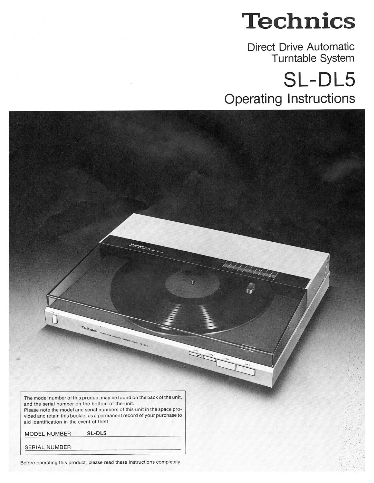 Technics SL-DL-5 Owners Manual