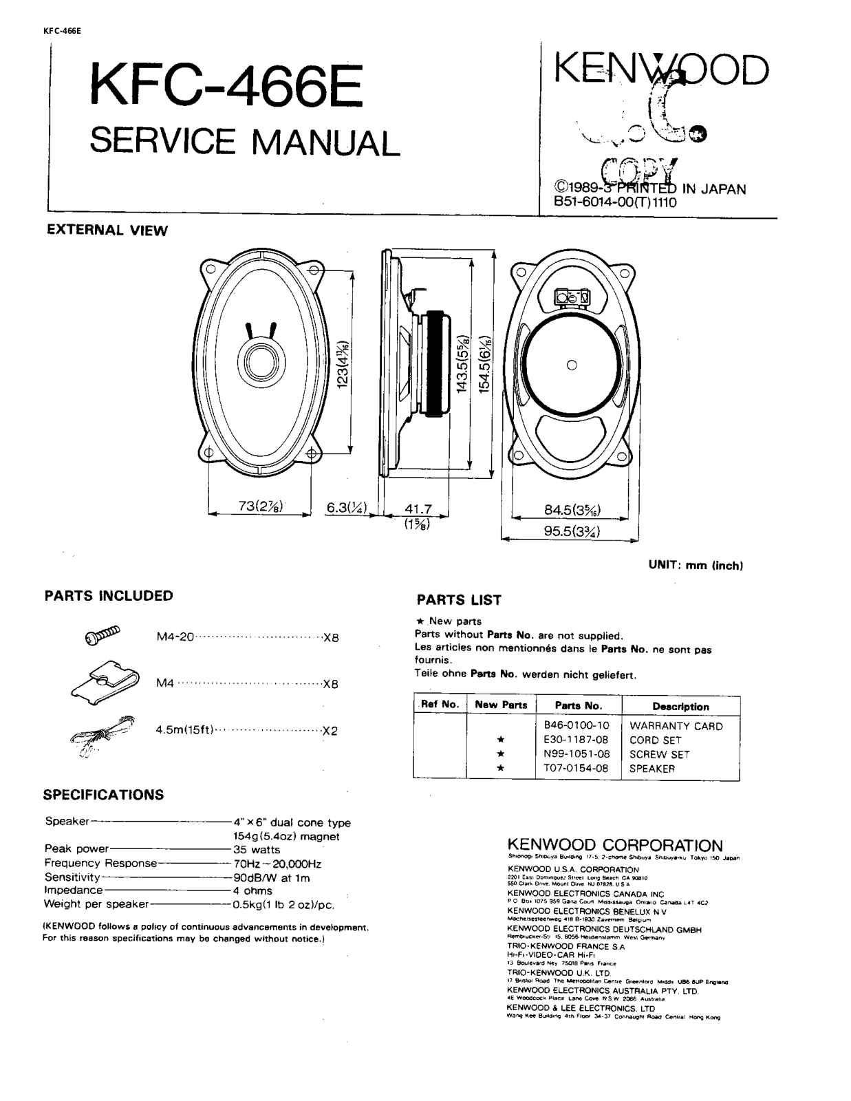 Kenwood KFC-466E Service Manual