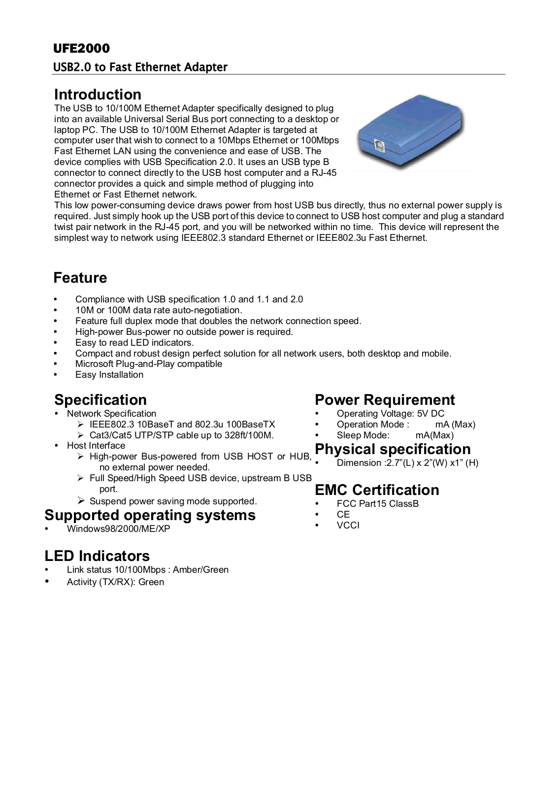 Abocom UFE2000 User Manual