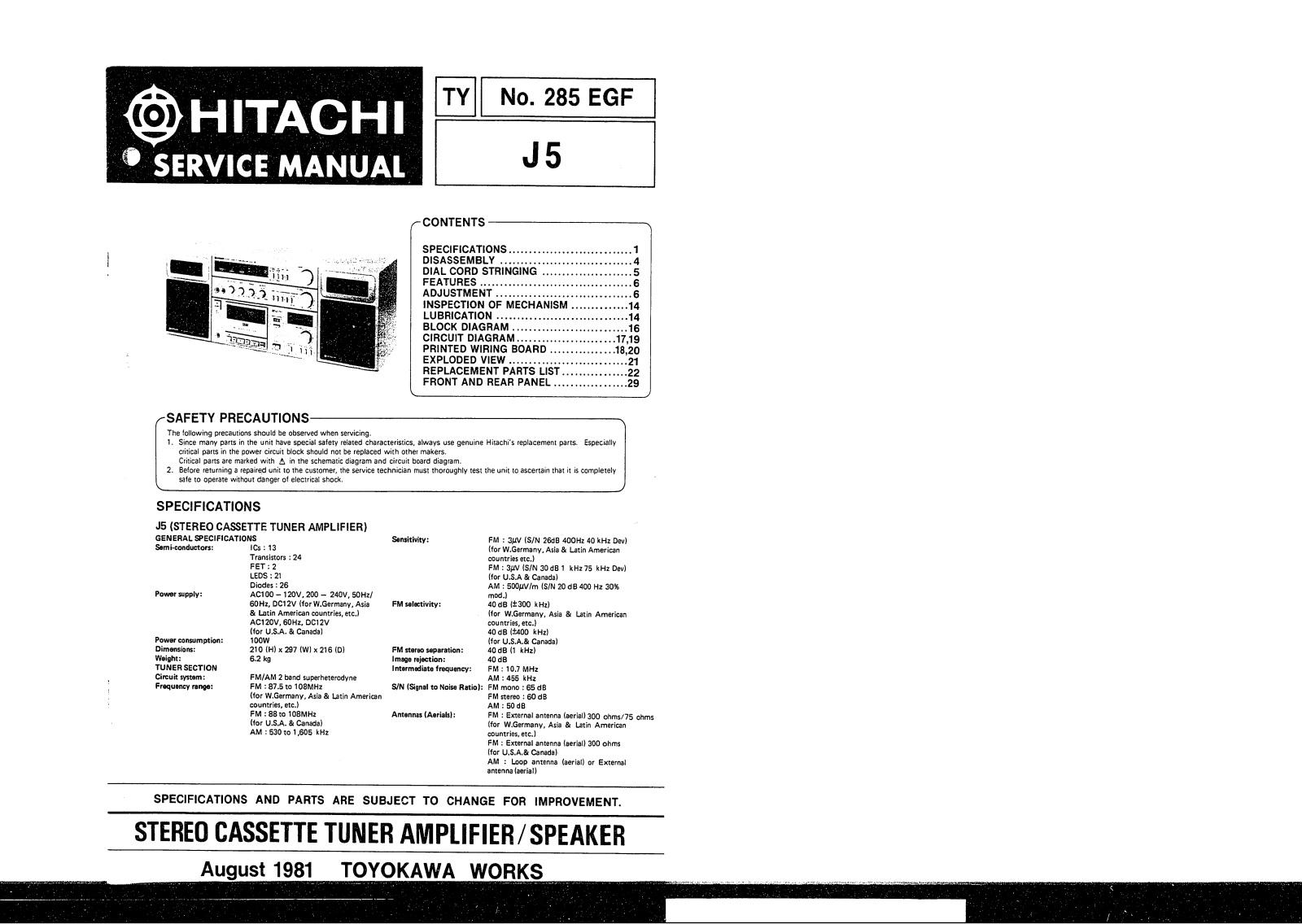 Hitachi J5 Service Manual