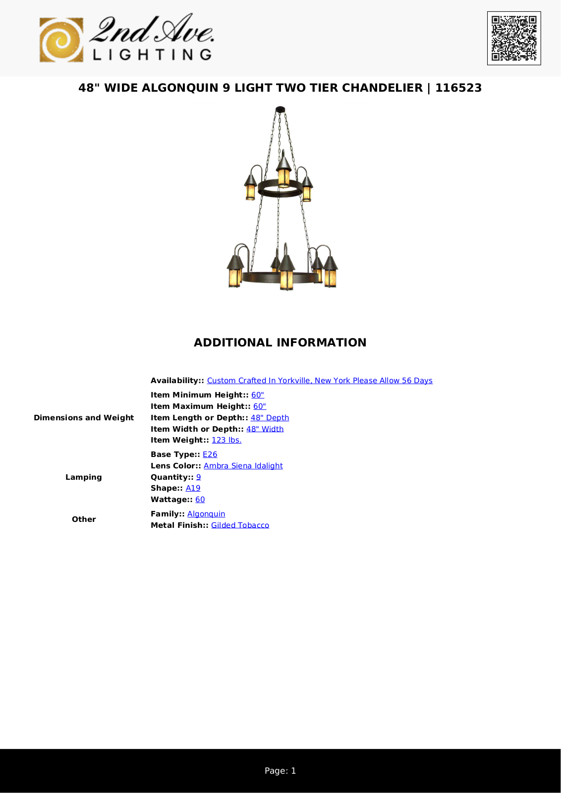 2nd Ave Design W008325129 Specifications - ManualMachine.com