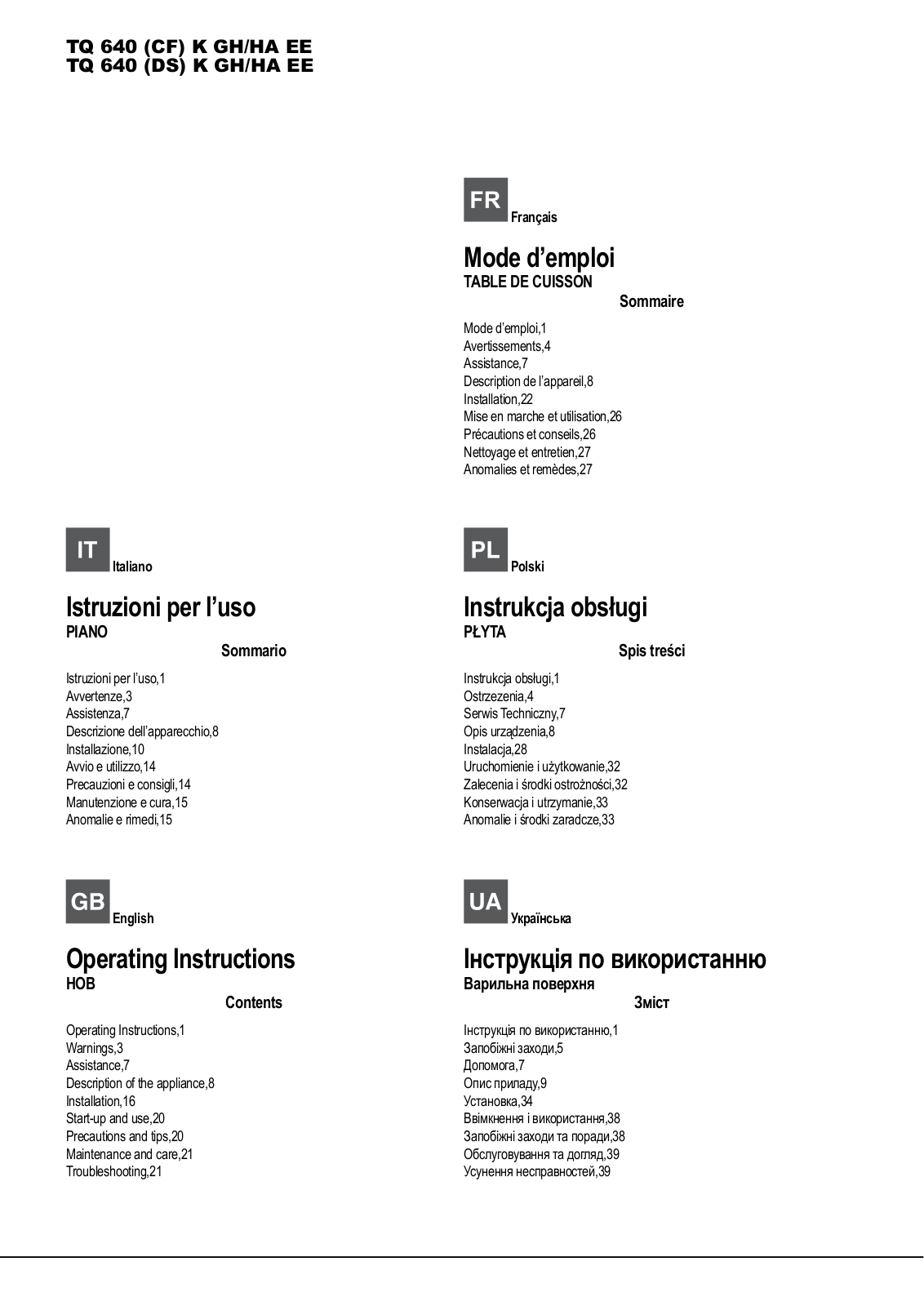 Hotpoint TQ640 User Manual