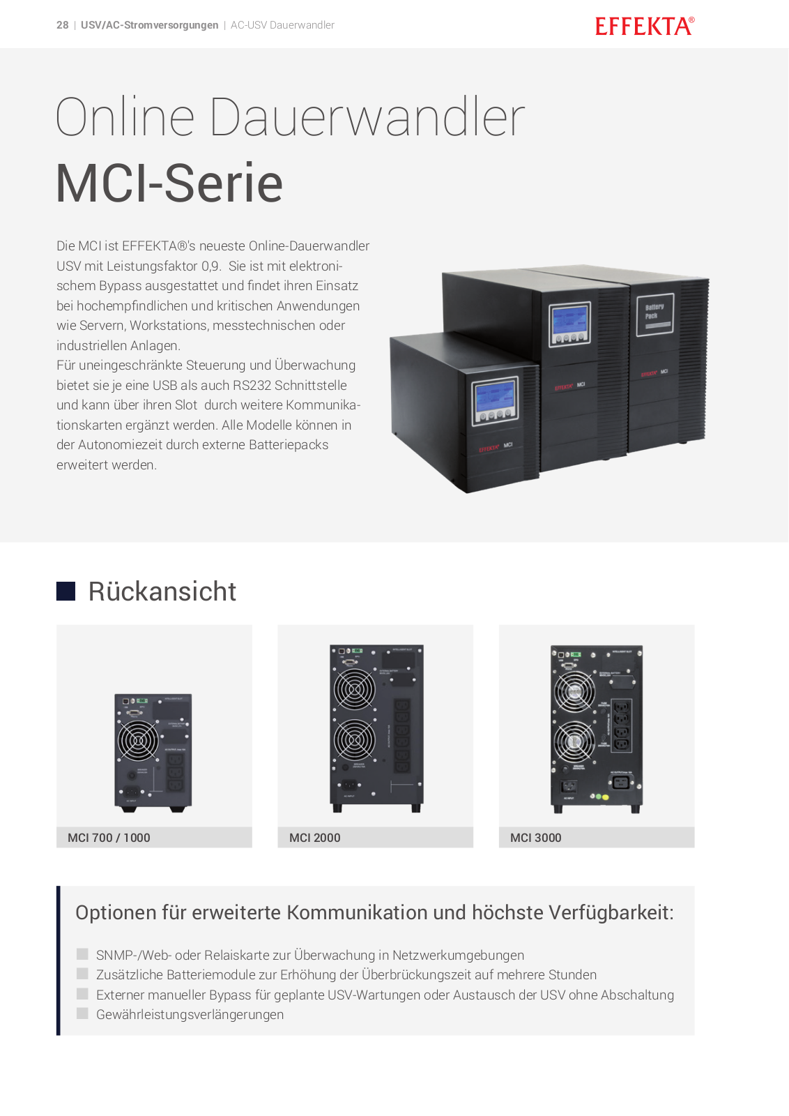 Effekta MCI 700, MCI 1000, MCI 2000, MCI 3000 User Manual