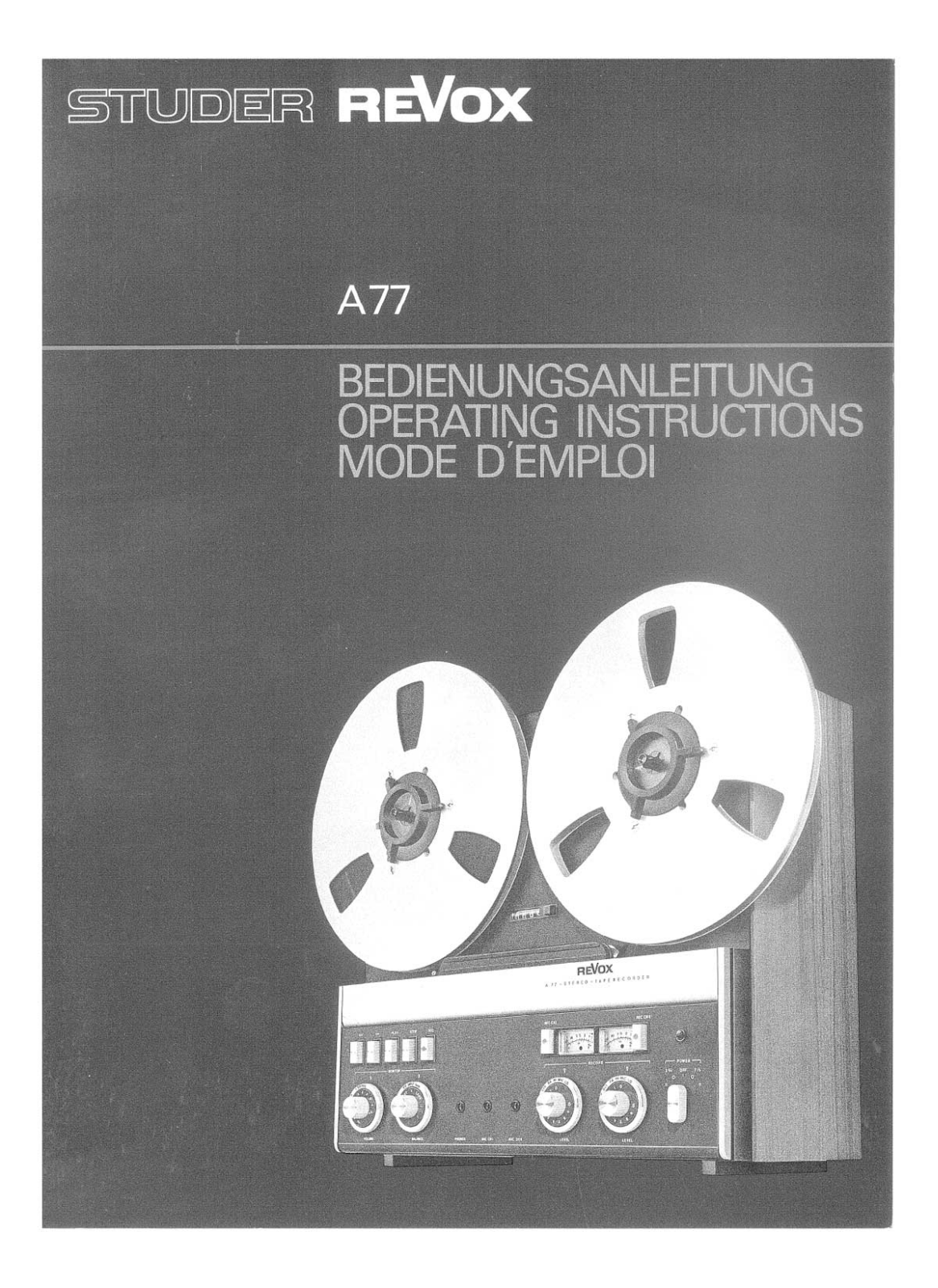 STUDER REVOX A77 User Manual