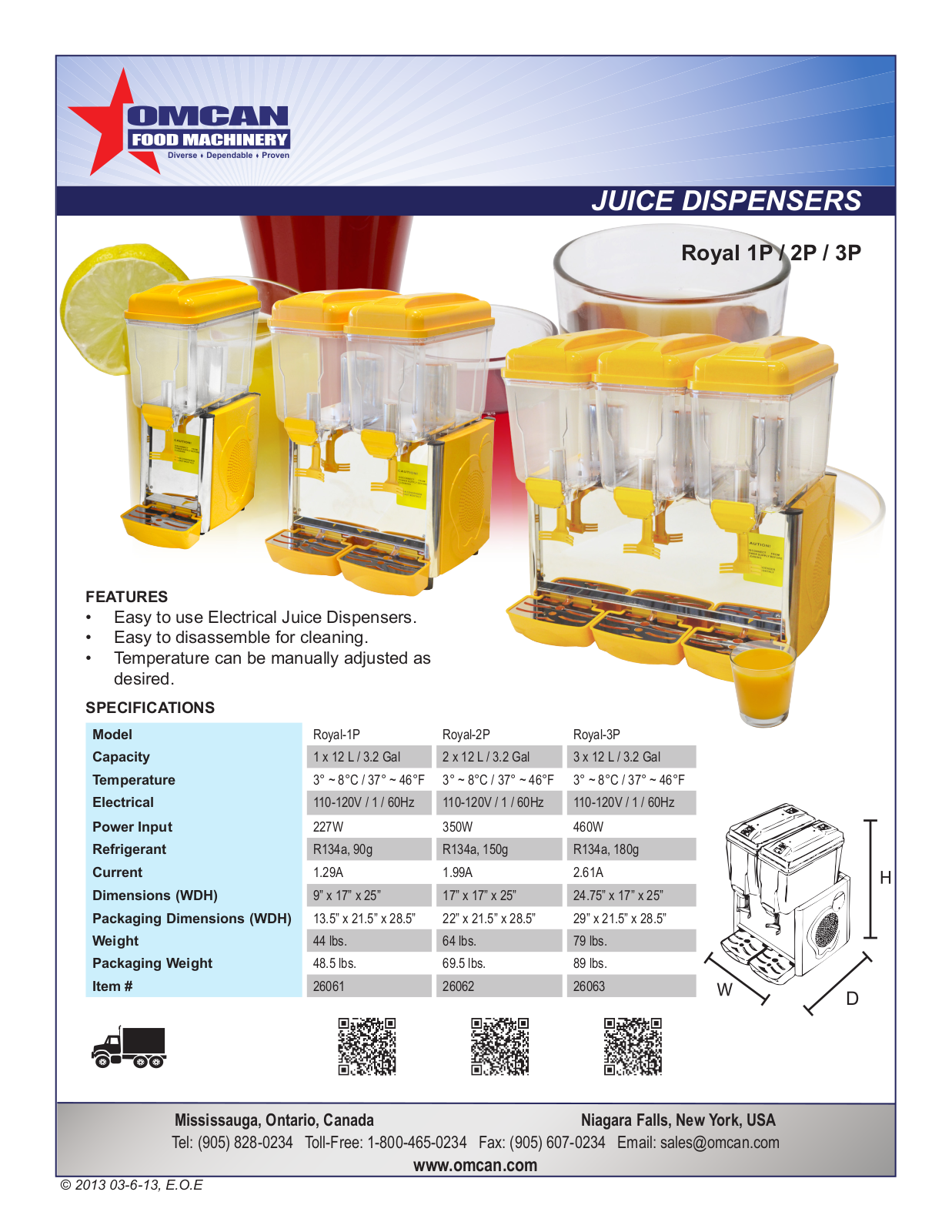 Omcan Food Machinery Royal-1P User Manual