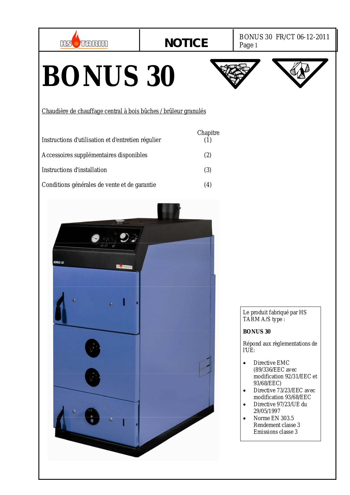 HS FRANCE Bonus 30, BonuS 30 G User Manual