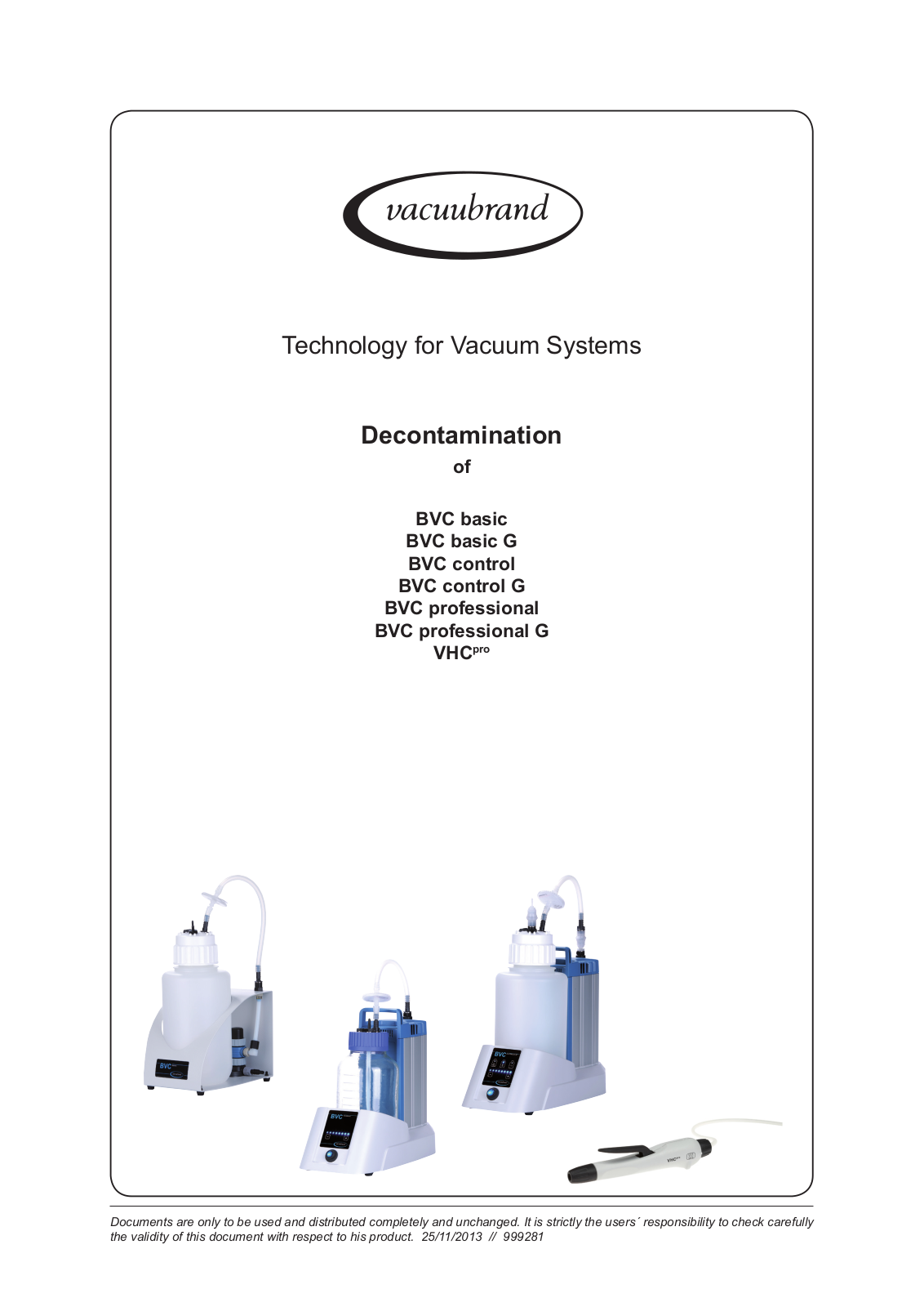 VACUUBRAND BVC basic User Manual