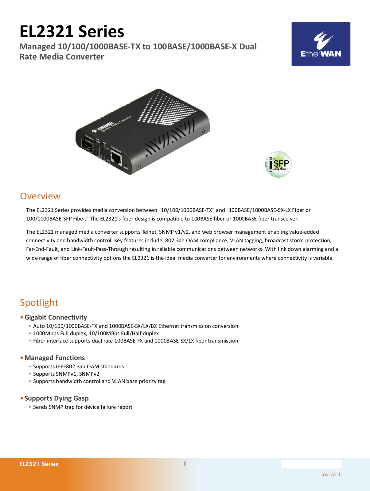 EtherWan EL2321 Series Data Sheet