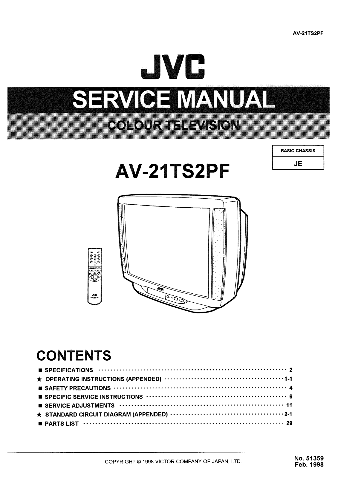 JVC AV-21TS2PF Schematic