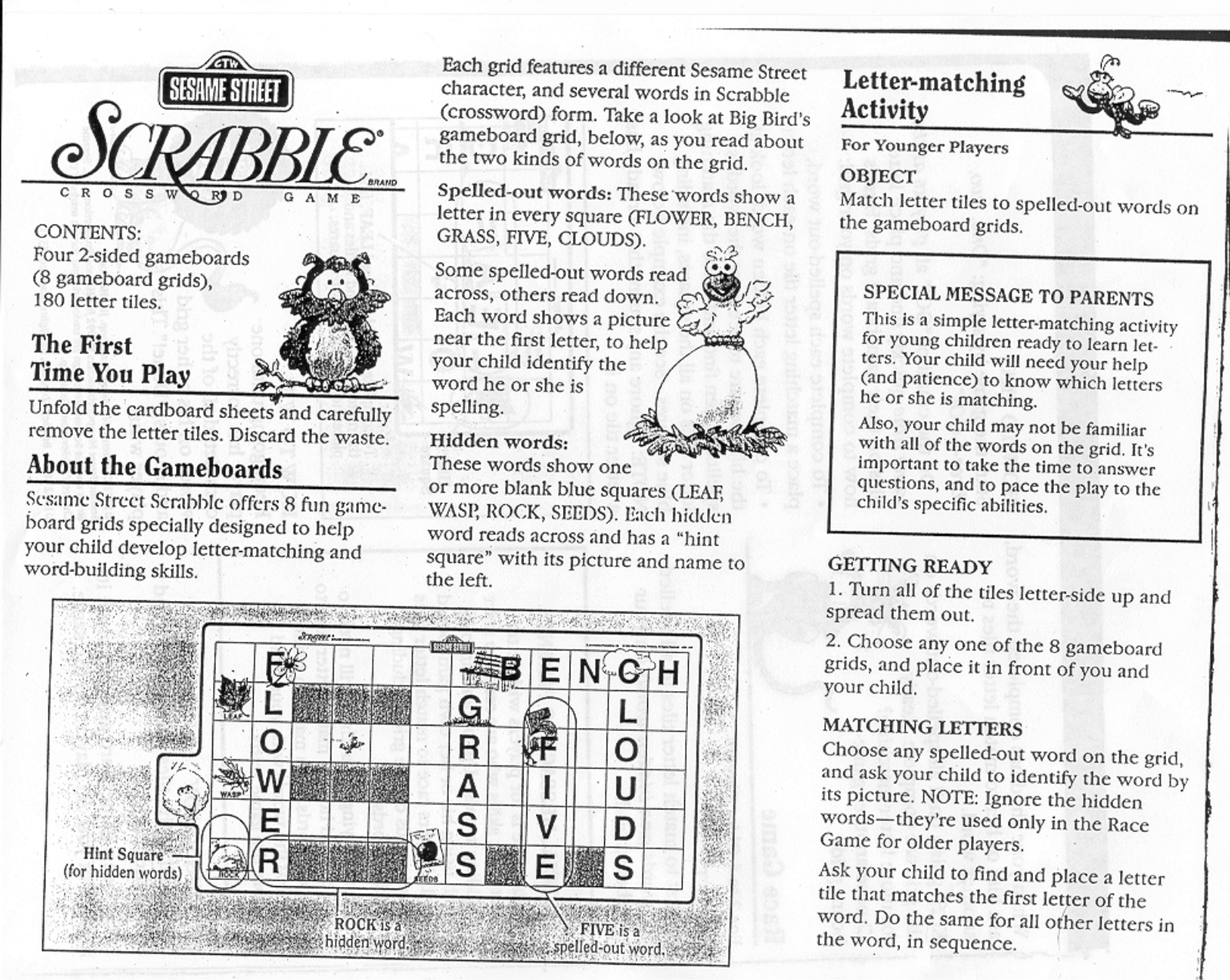 HASBRO Scrabble Sesame Street User Manual