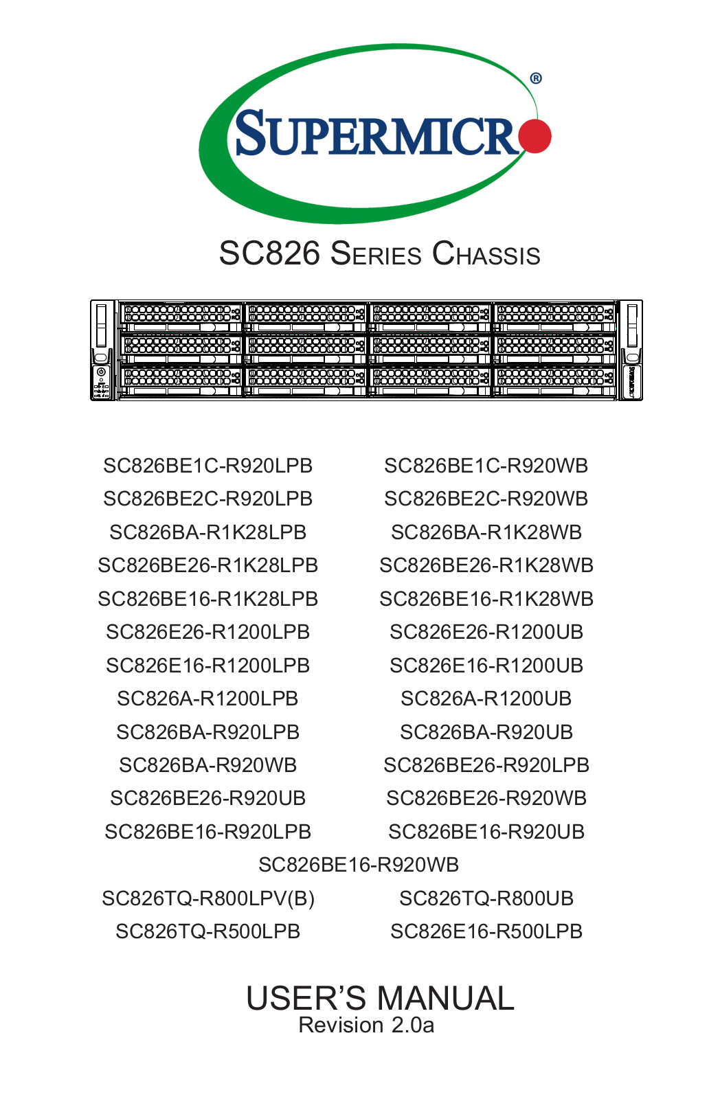 Supermicro SuperChassis 826BE1C-R920LPB operation manual