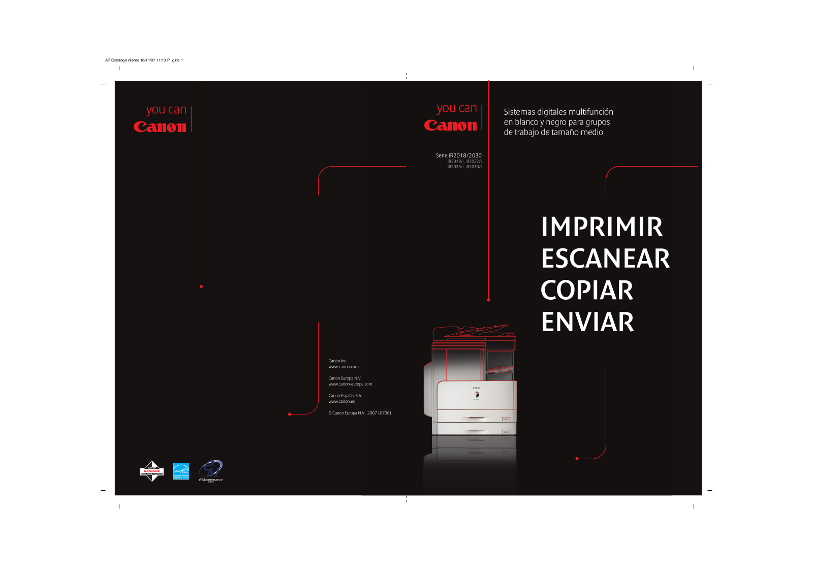 Canon IR 2018, IR 2030, IR 2022, IR 2025, IR 2022I BROCHURE