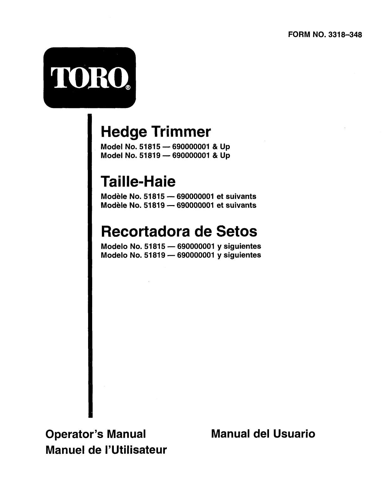 Toro 51815, 51819 Operator's Manual