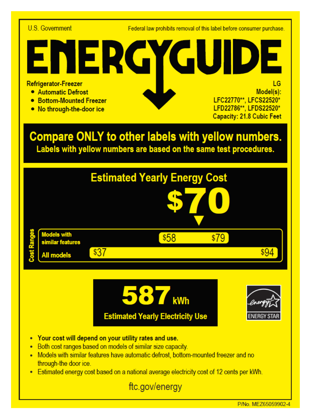 Lg LFDS22520S Energy Guide