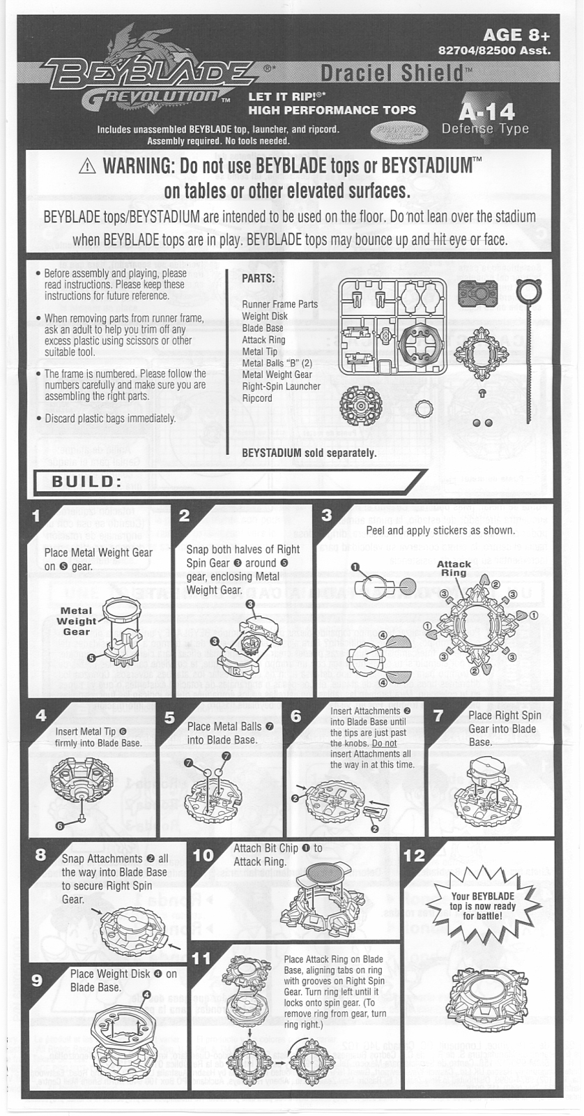 HASBRO Beyblade Grevolution Draciel Shield User Manual