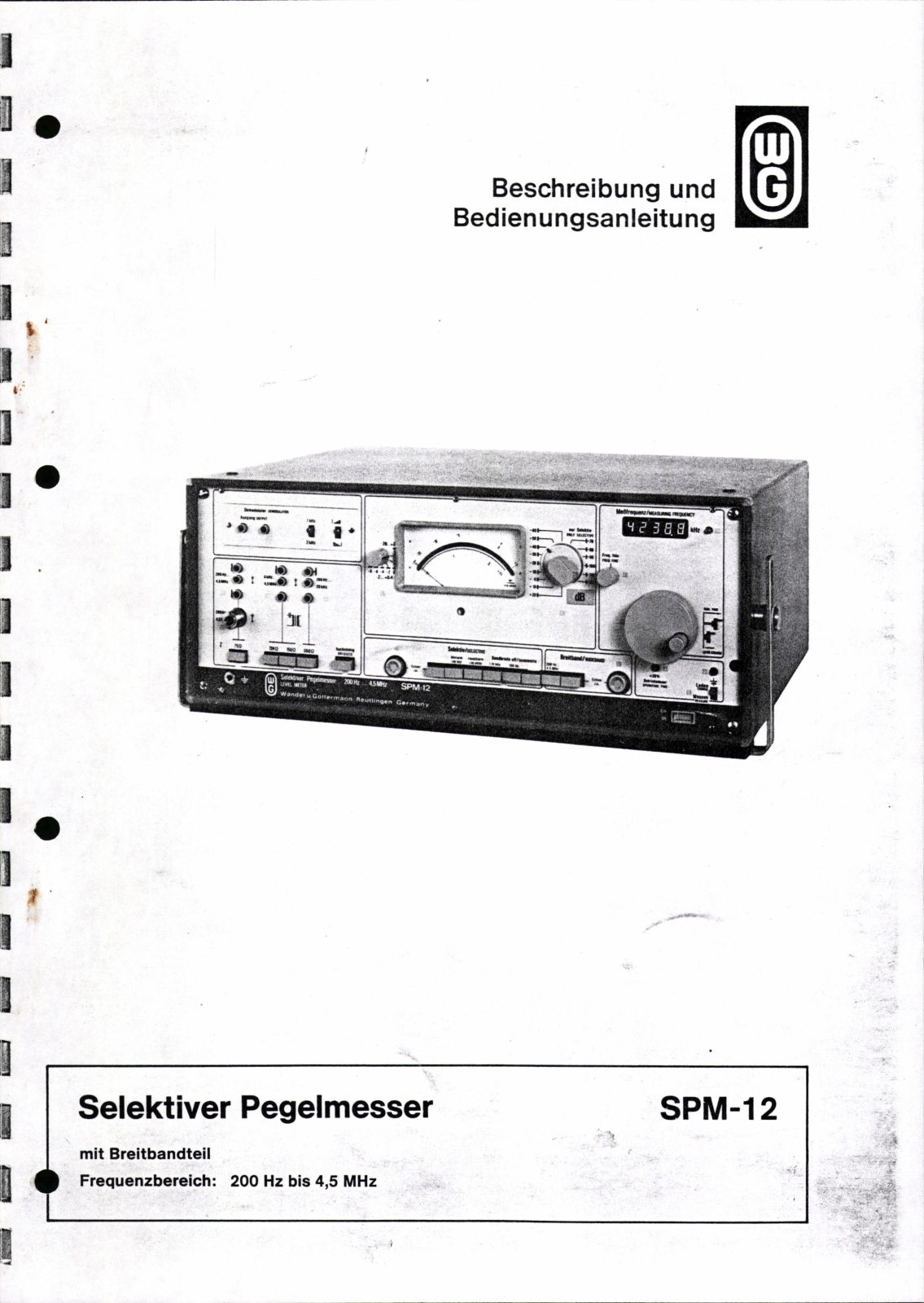 Wandel & Goltermann SPM-12 User Manual