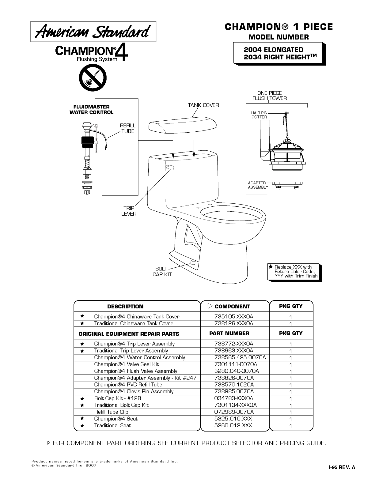 American Standard 2034 User Manual