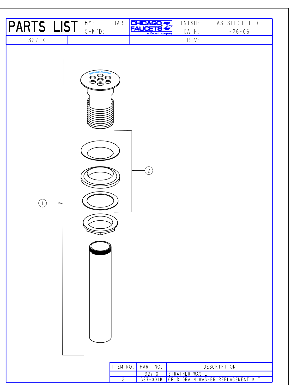 Chicago Faucet 327-X Parts List