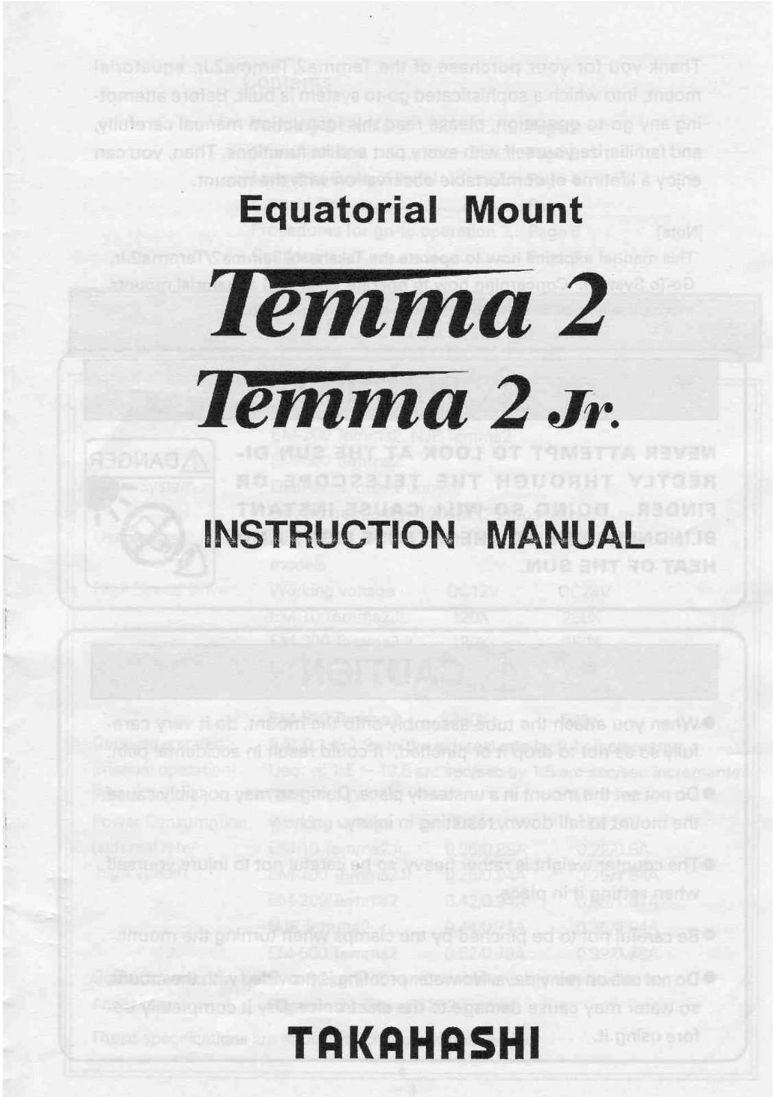 Takahashi TEMMA II JR, TEMMA II Manual