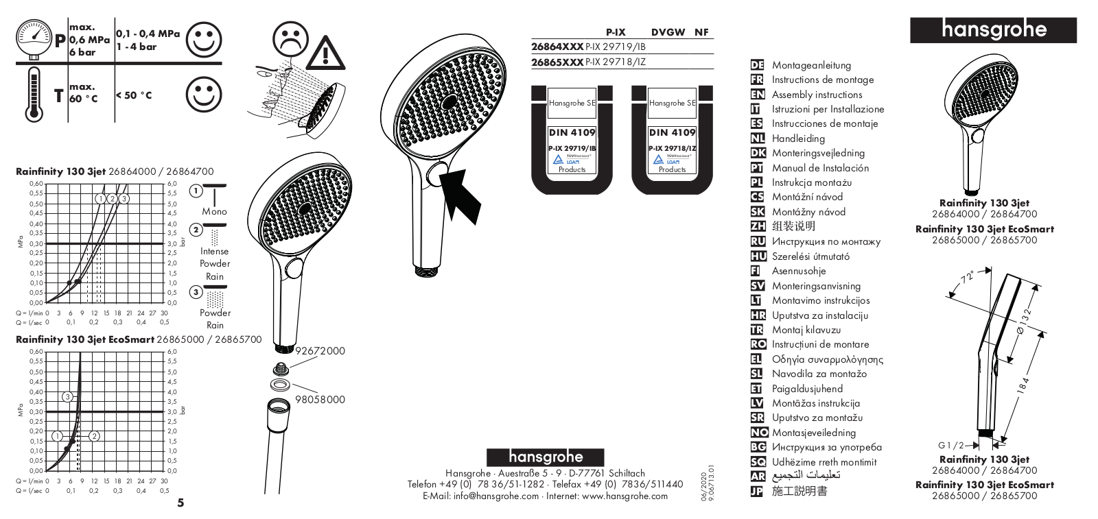 Hansgrohe 27671000 Datasheet