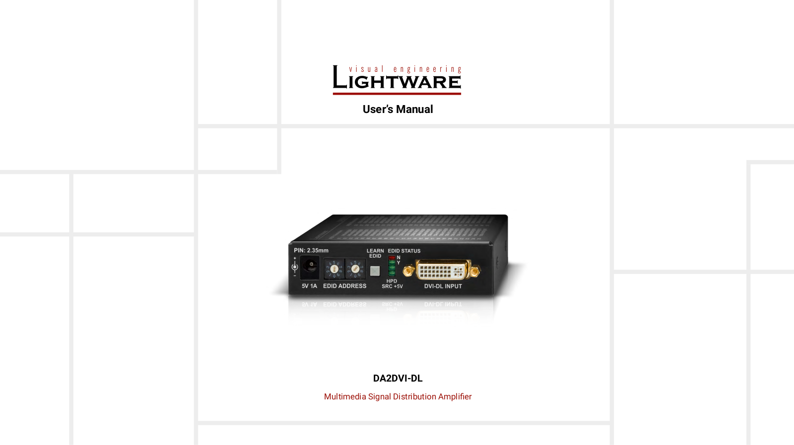Lightware DA2DVI-DL User Manual - ManualMachine.com