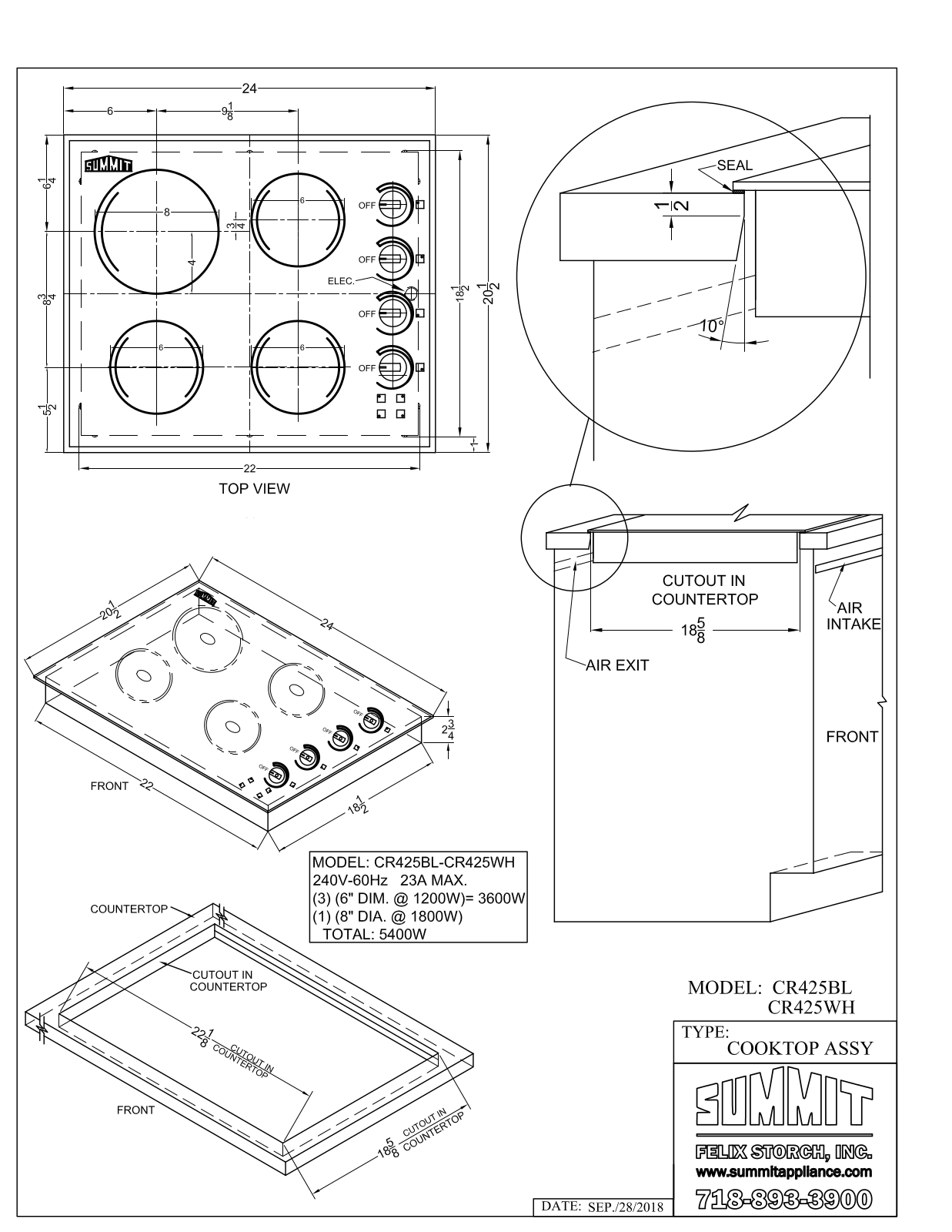 Summit CR425BL User Manual