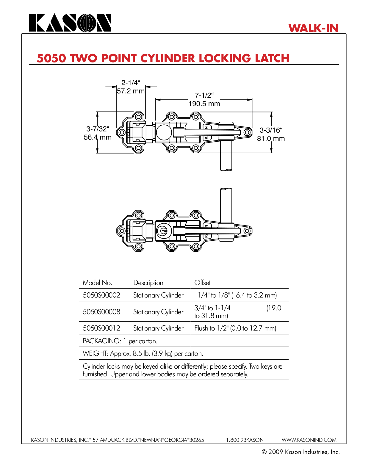 Kason 5050, 5050S00002, 5050S00008, 5050S00012 Specifications - ManualMachine.com