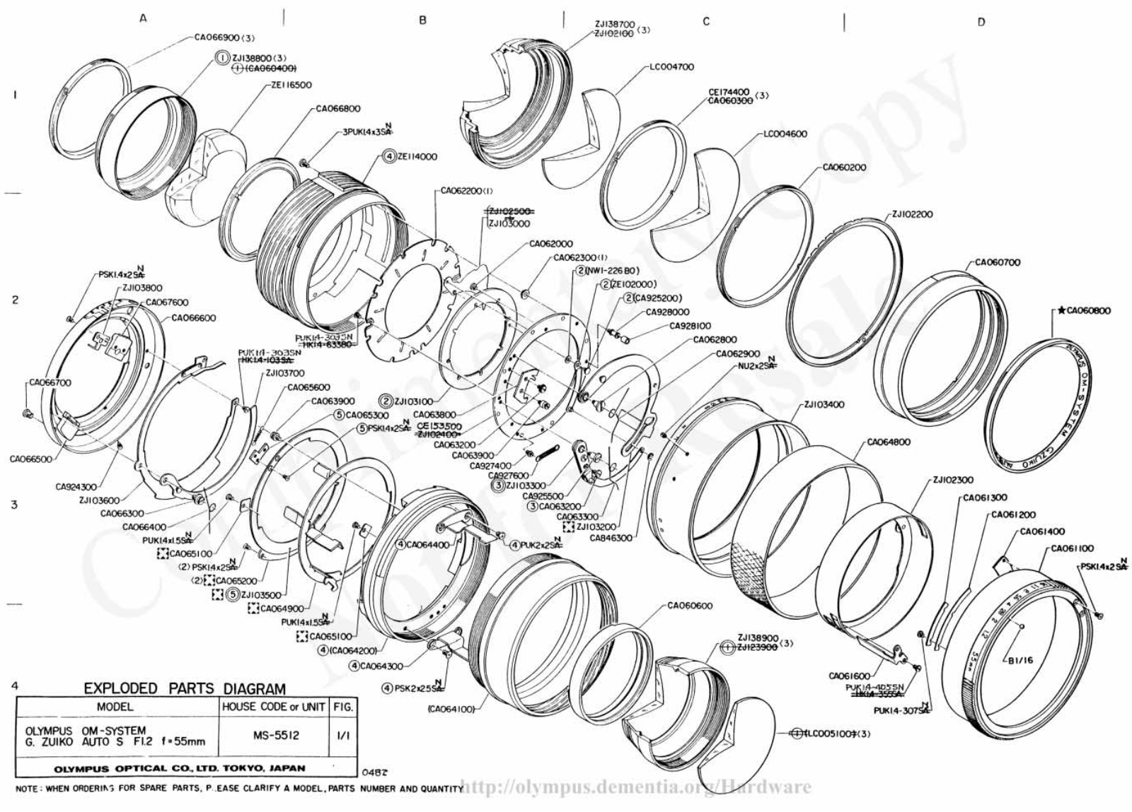 OLYMPUS 55mm f1.2 Service Manual