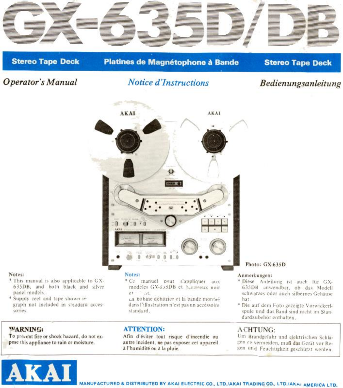 Akai GX-635 Owners manual