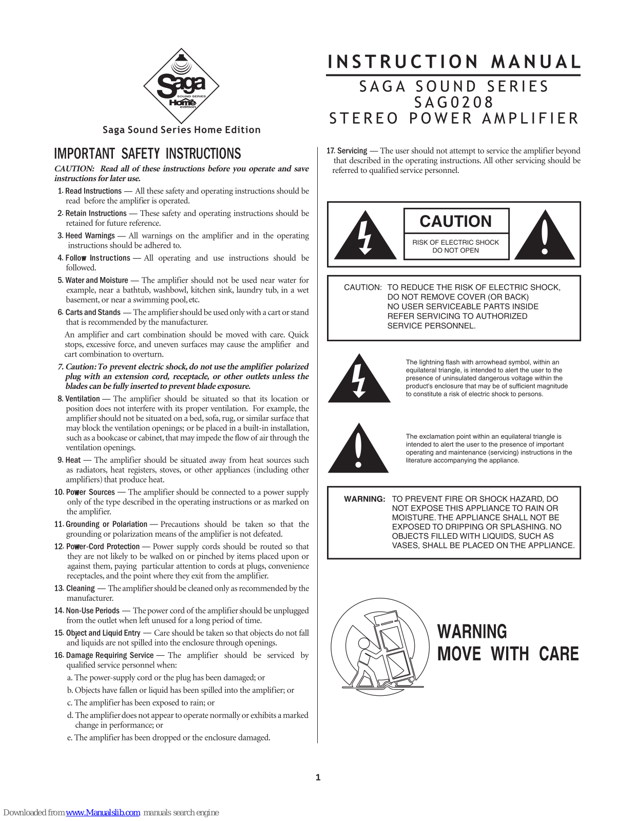 Saga SAG 0208 Instruction Manual