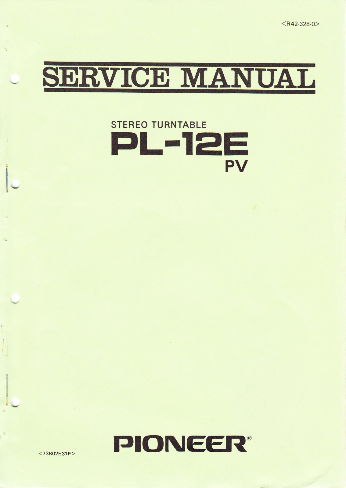 Pioneer PL-12-E Service manual