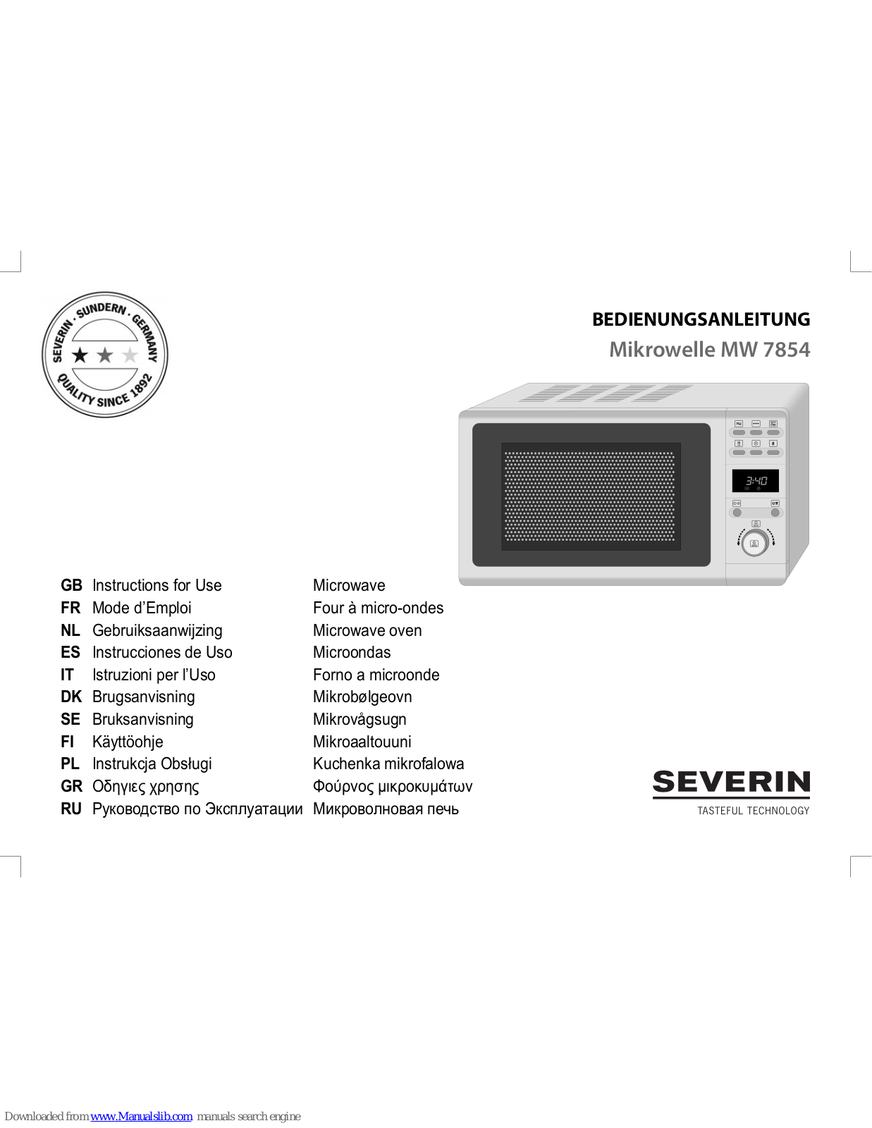 Severin MW 7854 Operating Instructions