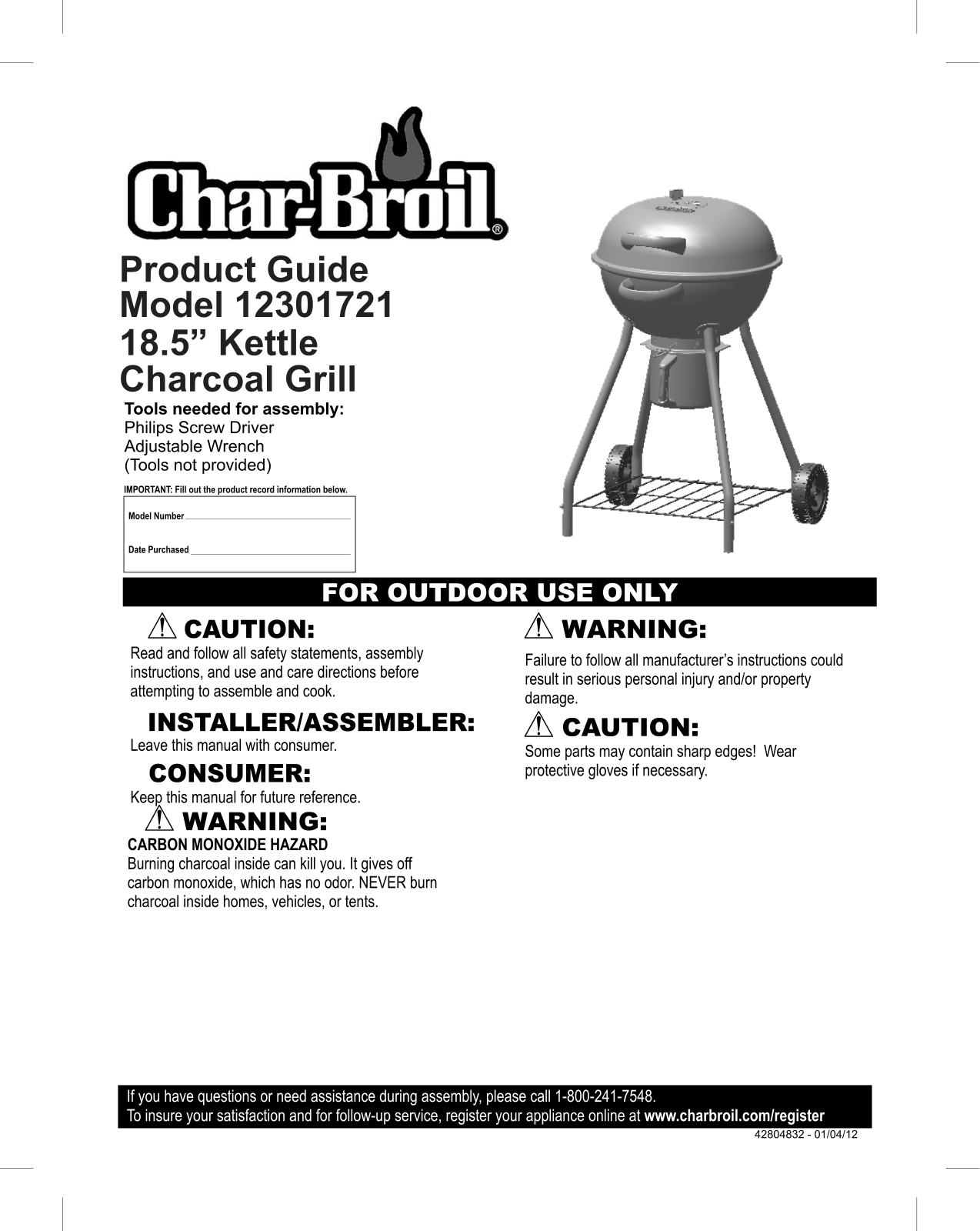 Char-Broil 12301721 Product Manual