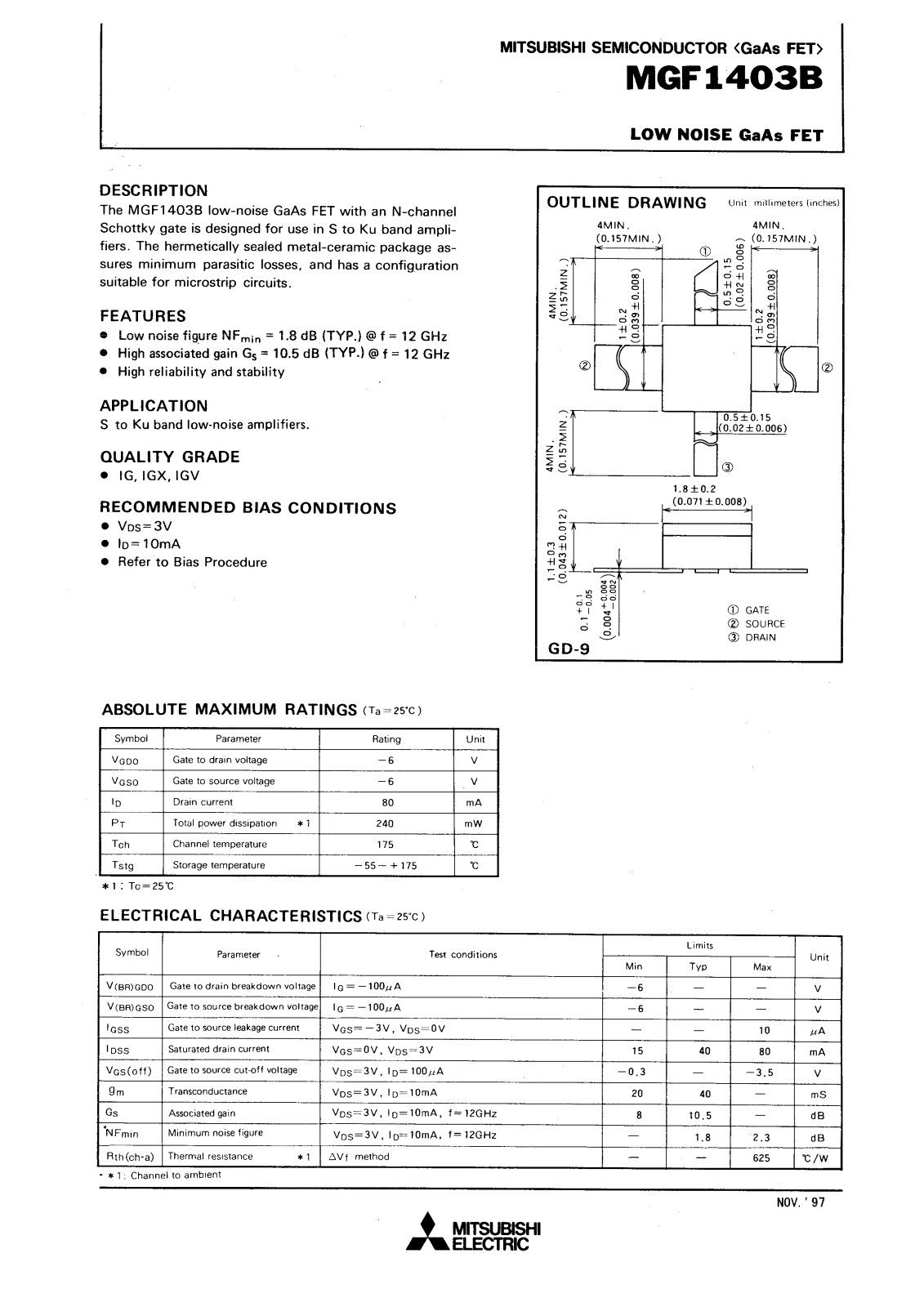 MITSUBISHI MGF1403B User Manual