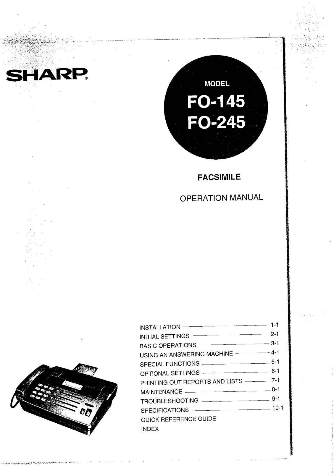 Sharp FO-245 Operation Manual